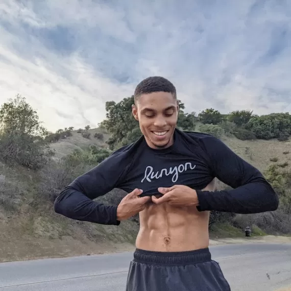 Runyon Mens Black Reflective Script Performance Long Sleeve Training Shirt Made In USA