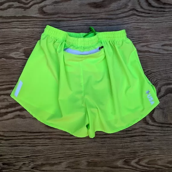 Runyon Unisex 3" Neon Yellow Performance Running Short Made In USA | Runyon Canyon Apparel