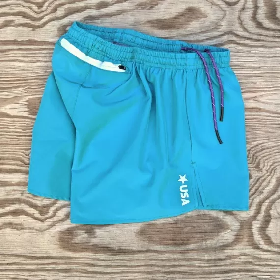 Runyon Unisex 3" Teal Performance Running Short Made In USA