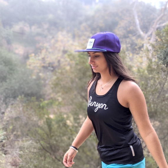 Runyon Women's Reflective Script Black Fitness Performance Tank Top Made In USA