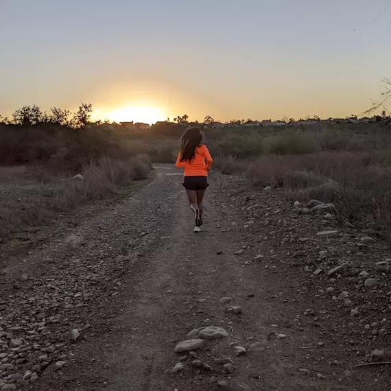 Runyon Women's Neon Orange Long Sleeve Performance Training Shirt
