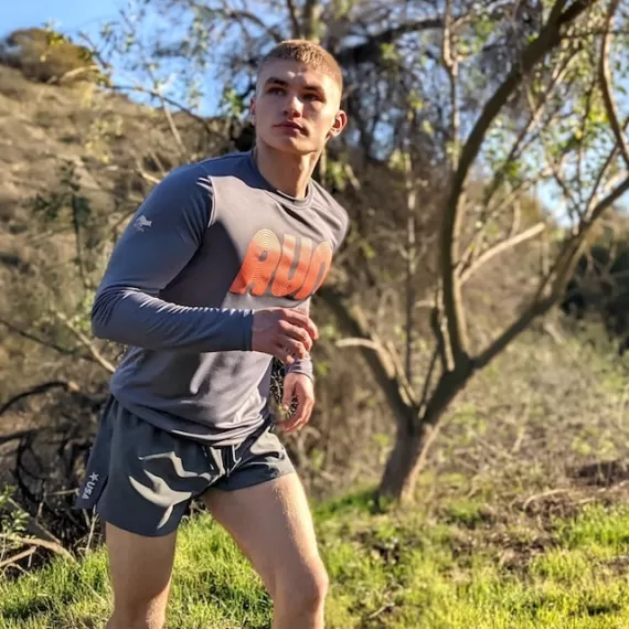 Runyon Neon Orange Greystone Long Training Performance Shirt Made In USA Runyon Canyon Apparel