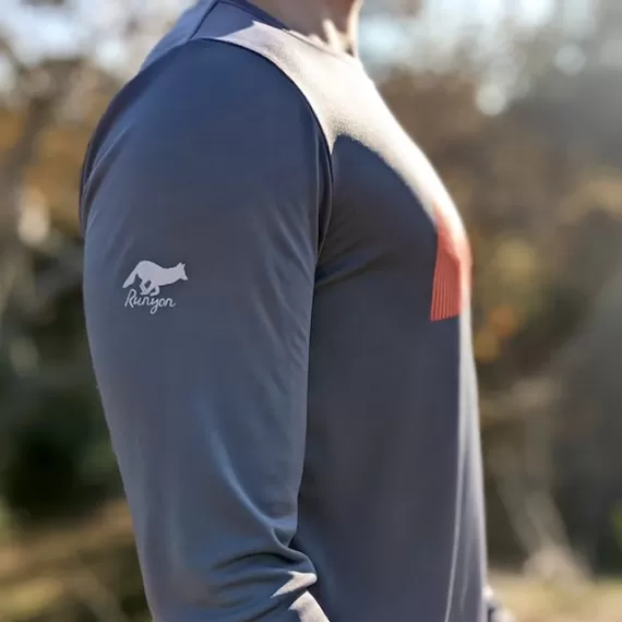 Runyon Neon Orange Greystone Long Training Performance Shirt Made In USA Runyon Canyon Apparel