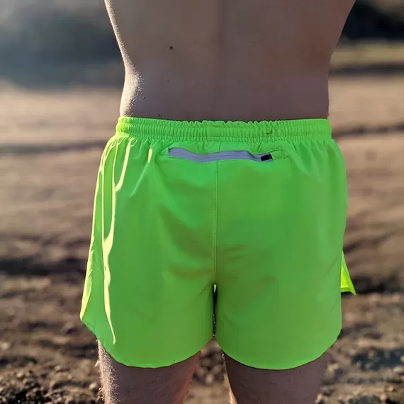 Runyon Unisex 3" Neon Yellow Performance Running Short Made In USA | Runyon Canyon Apparel