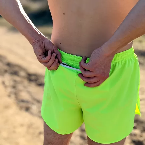 Runyon Unisex 3" Neon Yellow Performance Running Short Made In USA | Runyon Canyon Apparel
