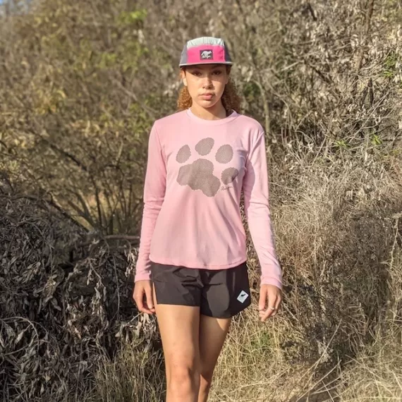 Runyon Cool Pink Puma Paw Long Sleeve Tech Trail Performance Shirt Made In USA