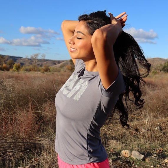Runyon Women's Running Clothing RUN Grey Fitness Shirt Performance Sportswear Runyon Canyon Apparel American Made In USA