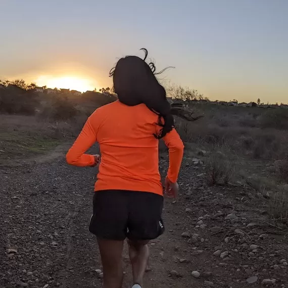 Runyon Women's Neon Orange Long Sleeve Performance Training Shirt