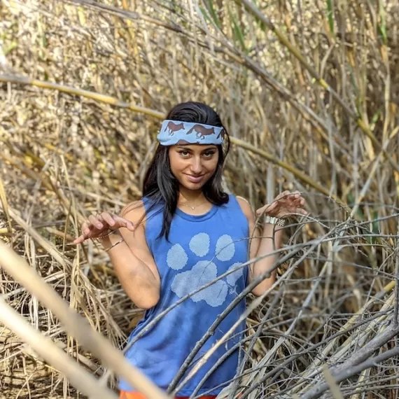 Runyon Women's Puma Paw Smokin Blue Muscle Tank Made In USA