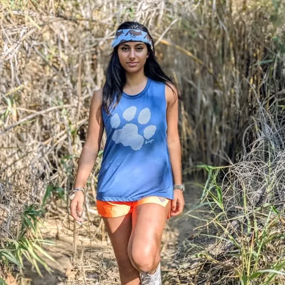 Runyon Women's Puma Paw Smokin Blue Muscle Tank Made In USA