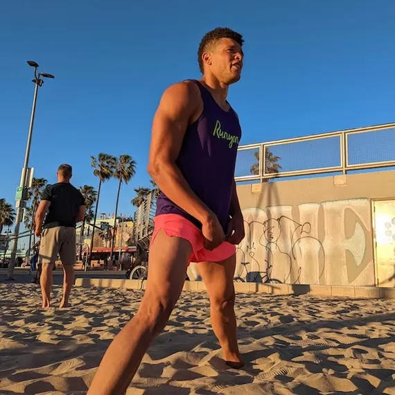 Runyon Mens American Made In USA Hot Pink Running Shorts great for Muscle Beach Workouts