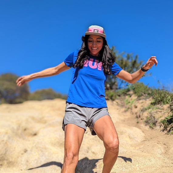 Women's Royal Blue Hot Pink RUN Performance Running Shirt Made In USA