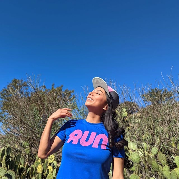 Women's Royal Blue Hot Pink RUN Performance Running Shirt Made In USA