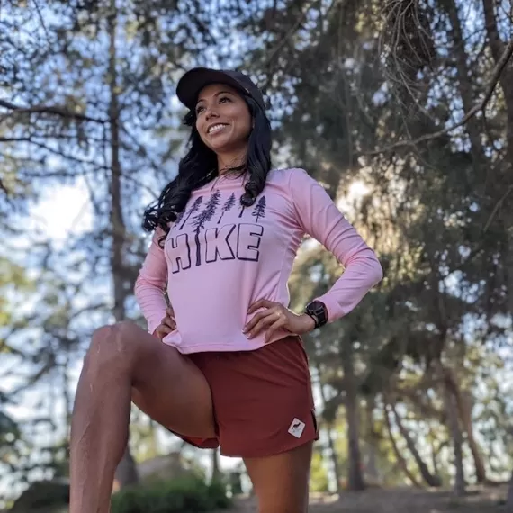 Runyon Canyon Apparel Women's HIKE Cool Pink Long Trail Shirt Made In USA
