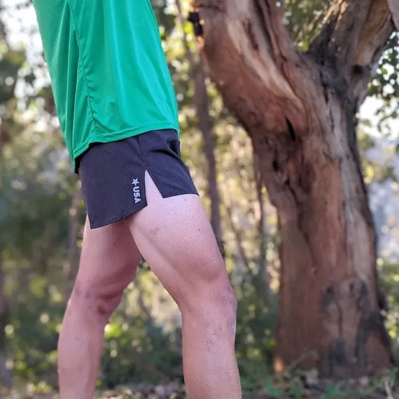 Runyon Unisex 3" Charcoal Performance Running Short Made In USA | Runyon Canyon Apparel
