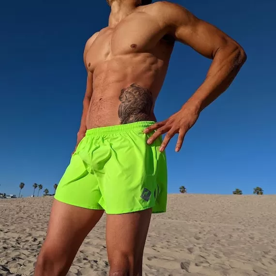 Runyon Unisex 3" Neon Yellow Performance Running Short Made In USA | Runyon Canyon Apparel
