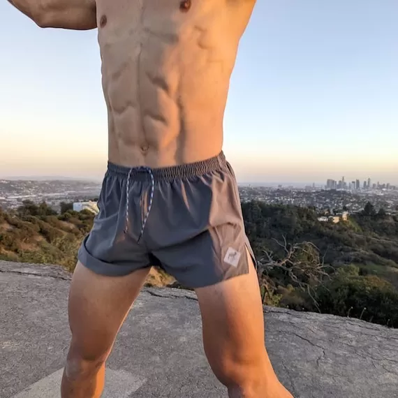 Runyon Mens Made In USA Running Fitness Short Steel Grey