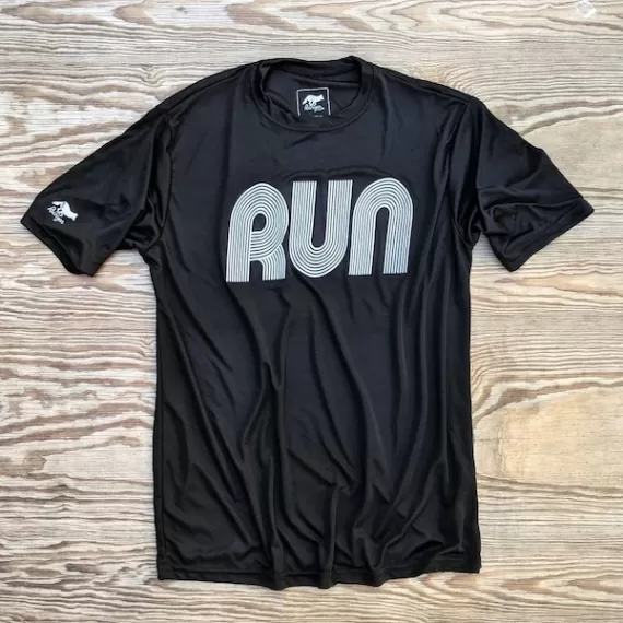 American Made In USA Men's Running Clothing RUN Black Fitness Shirt Performance Sportswear Runyon Canyon Apparel