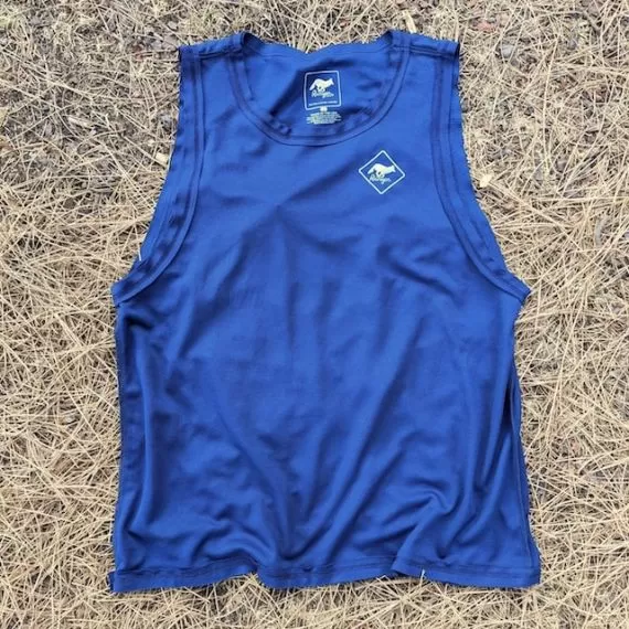 Runyon Men's Unisex Navy Blue Tech Trail Tank - Muscle Workout Tank Top, Made In USA | Runyon Canyon Apparel