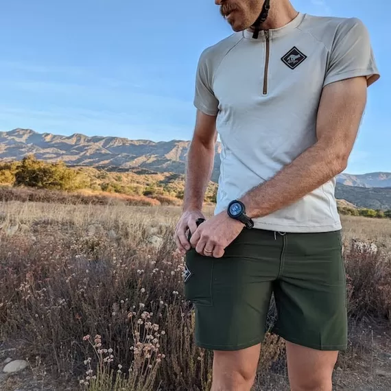 Runyon TrailStash 7" Olive Green  TrailStash Gravel, Running, HIking Performance Short