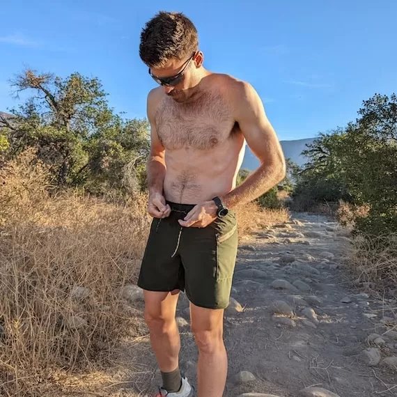 Runyon TrailStash 7" Olive Green  TrailStash Gravel, Running, HIking Performance Short