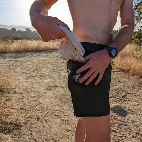Runyon TrailStash 7" Olive Green  TrailStash Gravel, Running, HIking Performance Short