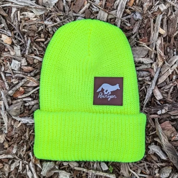 Runyon Neon Safety Yellow Reflective Knit Beanie Made In USA | Runyon Canyon Apparel
