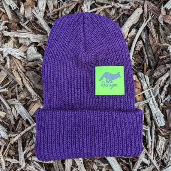 Runyon Purple Neon Reflective Knit Beanie Made In USA | Runyon Canyon Apparel