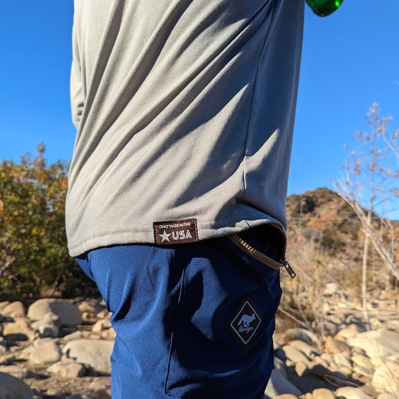 Runyon CozyTech Steel Grey Long Sleeve Camp Shirt - Hiking, Running, Outdoors, Workout, Workwear American Made In The USA