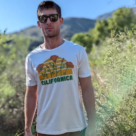 Runyon Men's California Poppy Shirt Hemp Organic Cotton - Made In USA