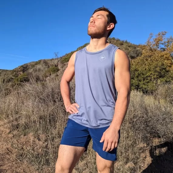 Runyon Men's Unisex Steel Grey Tech Trail Tank - Muscle Workout Tank Top, Made In USA | Runyon Canyon Apparel