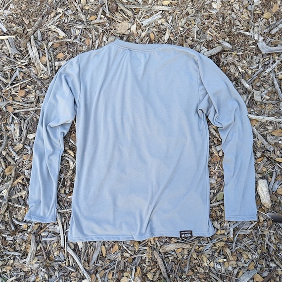 Runyon CozyTech Steel Grey Long Sleeve Camp Shirt - Hiking, Running, Outdoors, Workout, Workwear American Made In The USA