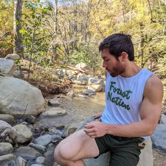 Runyon Men's Unisex Forest Nation White Muscle Tank great for Running, Hiking, Gym, Workout, Outdoors & Fitness -  Made In USA