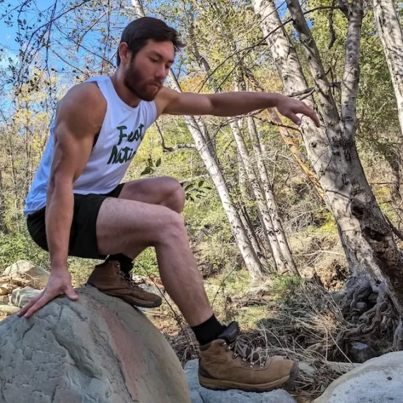 Runyon Men's Unisex Forest Nation White Muscle Tank great for Running, Hiking, Gym, Workout, Outdoors & Fitness -  Made In USA