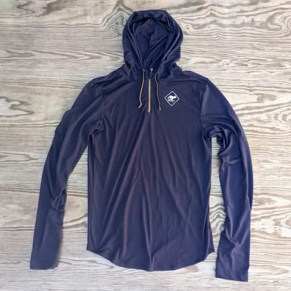 Runyon Men's Navy Blue CozyTech Fitness Zip Hoodie Made In USA | Runyon Canyon Apparel