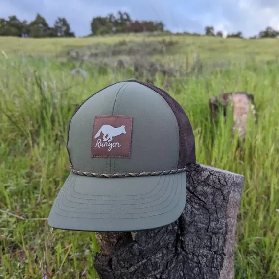 Runyon Olive Green Dark Brown American Made In The USA Trucker Hat