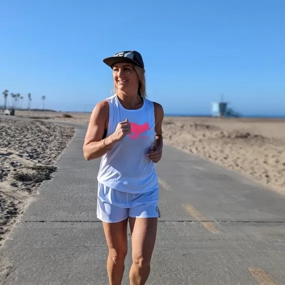 Runyon Unisex White Hot Pink Logo Workout Muscle Tank Made In USA