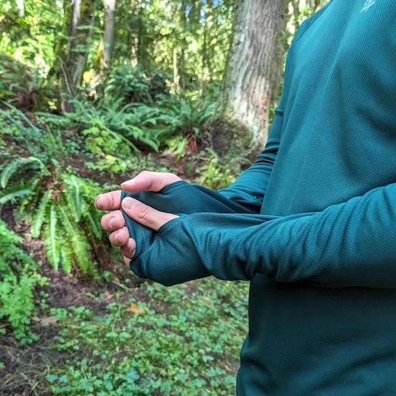 Runyon Men's Forest Green Sun Hoodie Shirt Long Sleeve Thumbholes Sun Protection Quick Dry American Made In USA