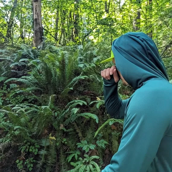 Runyon Men's Forest Green Sun Hoodie Shirt Long Sleeve Thumbholes Sun Protection Quick Dry American Made In USA