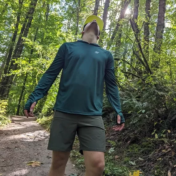 Runyon Men's Forest Green Sun Hoodie Shirt Long Sleeve Thumbholes Sun Protection Quick Dry American Made In USA