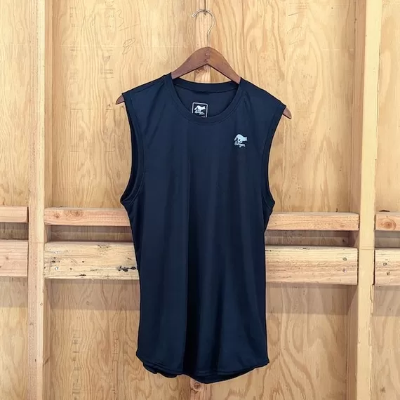 Runyon Men's Black Sleeveless Muscle Tee Performance Workout Tank Top American Made In USA