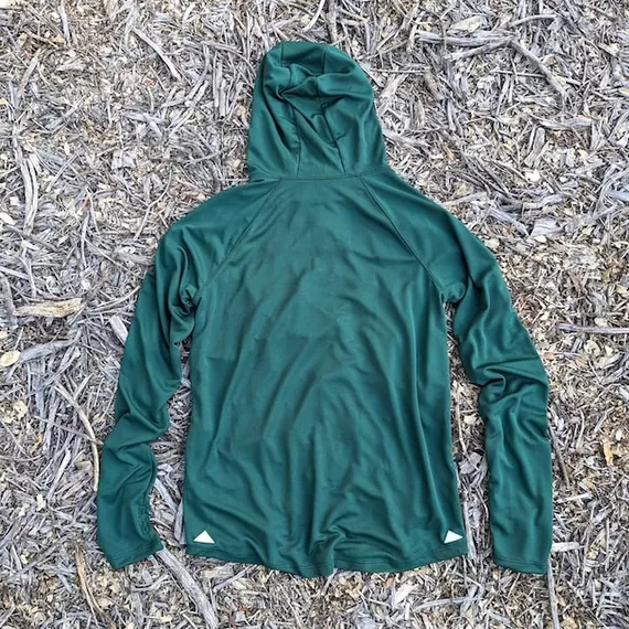 Runyon Men's Forest Green Sun Hoodie Shirt Long Sleeve Thumbholes Sun Protection Quick Dry American Made In USA