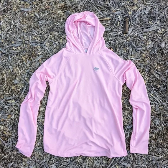 Runyon Men's Cool Pink Sun Hoodie Shirt Long Sleeve Thumbholes Sun Protection Quick Dry American Made In USA