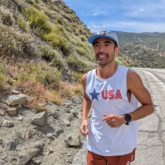 Runyon Men's White Star USA Muscle Tank great for Running, Hiking, Gym, Workout, Outdoors & Fitness -  Made In USA