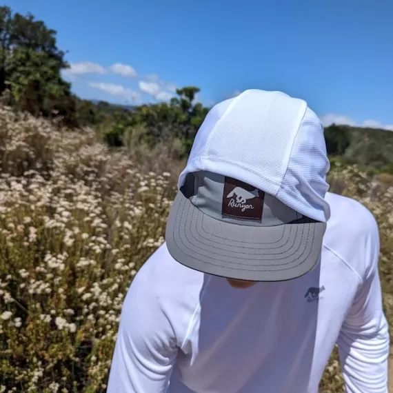 Runyon Men's White Sun Hoodie Shirt Long Sleeve Thumbholes Sun Protection Quick Dry American Made In USA