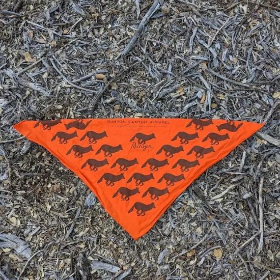 Runyon Orange Brown American Made In USA Bandana Handkerchief Trail Running Hiking Fitness Outdoors