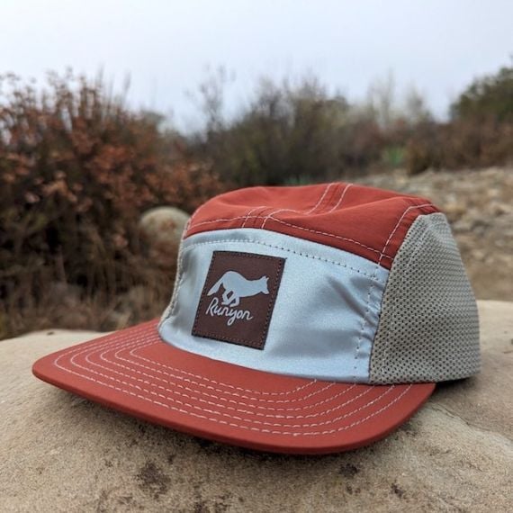 Runyon Red Rock Rust Rad Reflective Performance Camp Hat American Made In USA Trail Running Cap, Hiking, Outdoors, Fitness