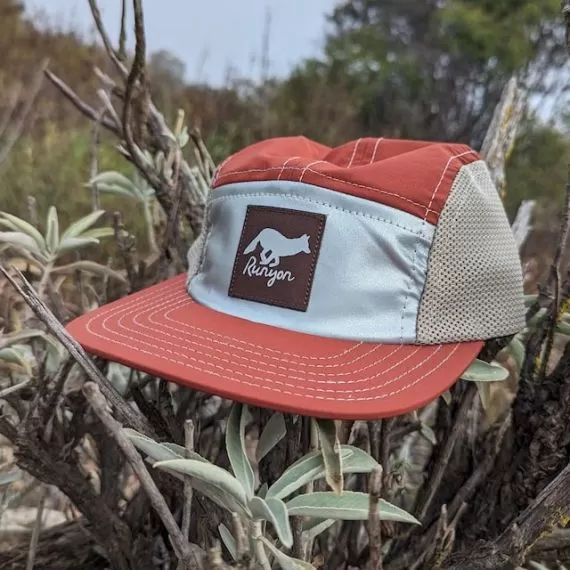 Runyon Red Rock Rust Rad Reflective Performance Camp Hat American Made In USA Trail Running Cap, Hiking, Outdoors, Fitness