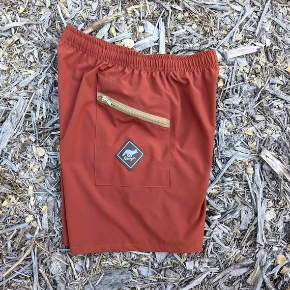 Runyon American Made In USA TrailStash 7" Red Rust Gravel Short- Running, Hiking, Cycling, Fitness, Outdoors