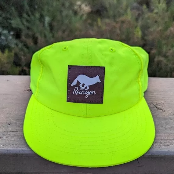 Runyon Neon Yellow Hi Visibility Fluorescent Green Reflective Performance Trail Cap American Made In USA Running Performance Running Hat Hiking Outdoors Fitness Headwear